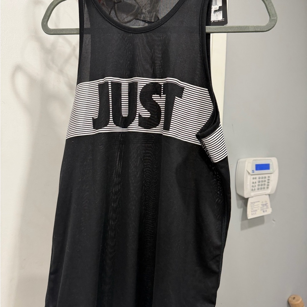 NWT Nike Women's Dri Fit Just Do It Tank Top Sz medium  Black & White